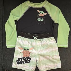 Star Wars Green and Black Rashguard Swim Set